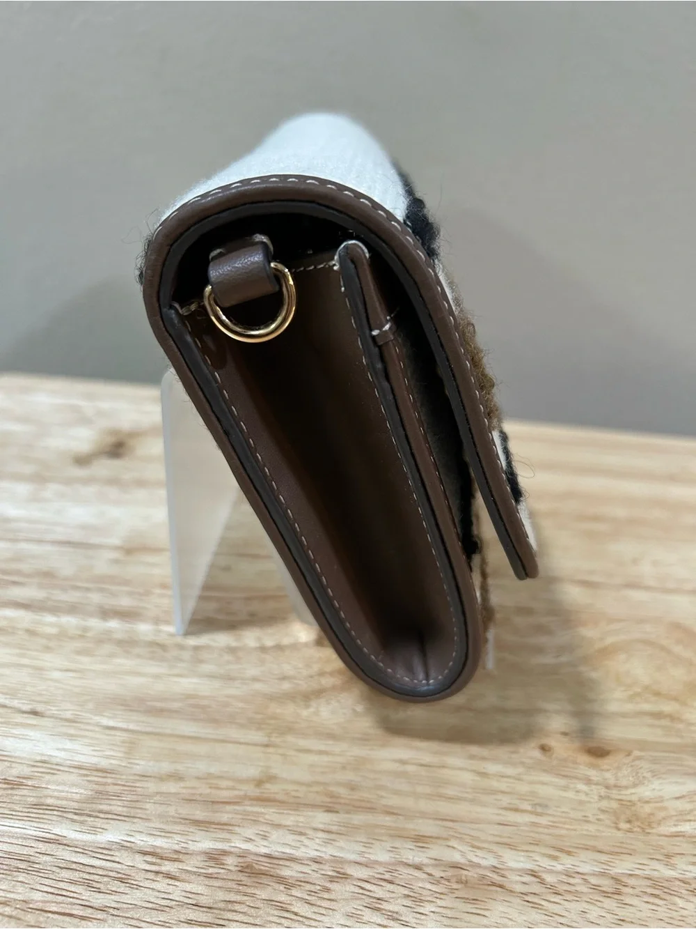 Tory Burch Cream, Brown & Black Striped Crossbody Bag